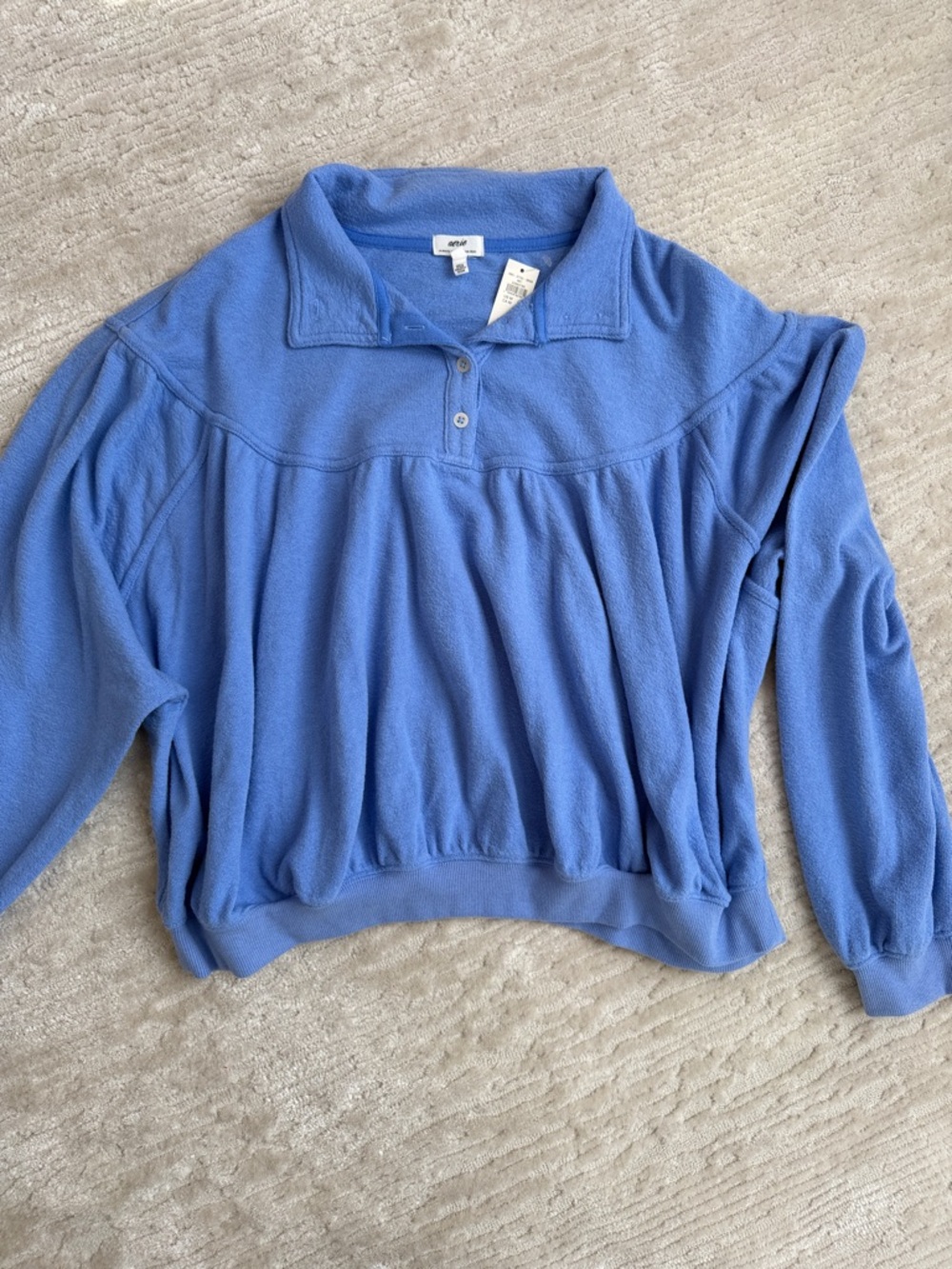 aerie Light Blue Fleece Button Pullover